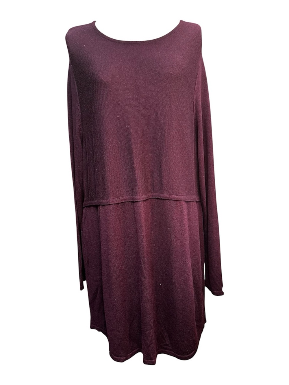 JJill Women's Long Sleeve Layered Tunic Dress - Deep Plum